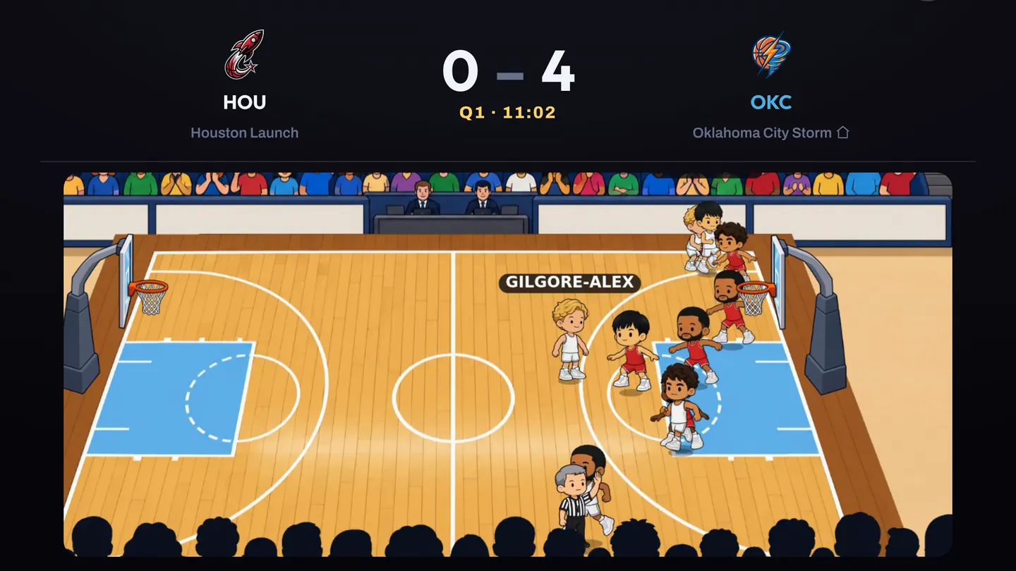 Run the Franchise live basketball simulation in progress